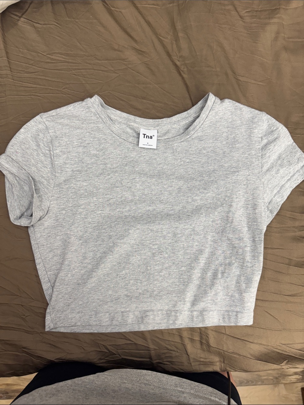 TNA Light Gray Cropped Crew Tee